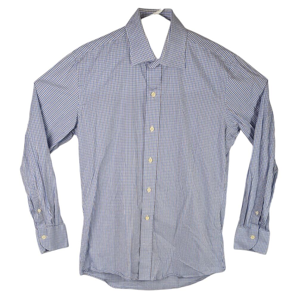Ledbury Blue Gray Gingham Check Button Up Shirt Preppy Mens Large